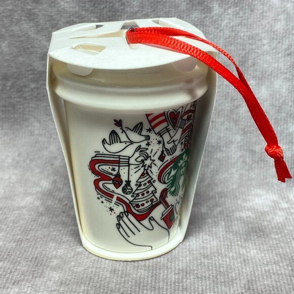 Starbucks 2017 Holiday Ceramic Ornament Red Cup With Ribbon Hanger - Picture 2 of 7